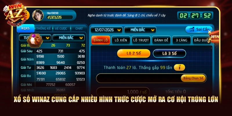 Xổ số WinAZ cung cấp nhiều hình thức cược mở ra cơ hội trúng lớn